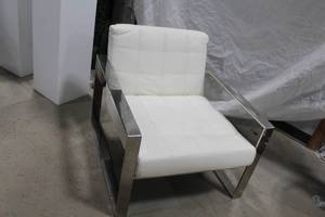 lot 1103 image: Metal Arm Chair with Pad White 29-12Wx32Dx29H