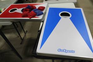 lot 1813 image: GoSports Bean Bag Toss Game RedWhiteBlue 35-12Lx23-12W  with Case