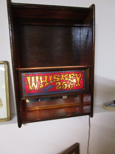 lot 51 image: Wooden Whiskey shelf, 18.25Wx7Dx2...