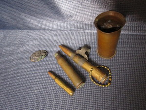 lot 54 image: Trench Art, includes hammered vase ...