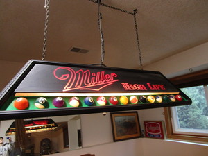 lot 67 image: Miller High Life pool table light, ...