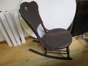 lot 75 image: Antique sewing rocker...
