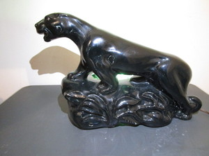 lot 106 image: Vintage black panther table lamp, 1...