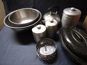 lot 193 image: Vintage aluminum canisters by Helle...