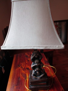 lot 259 image: Monkey table lamp - See No, Hear No...