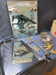 lot 265 image: Wall mirror with sealife 16x20, m...