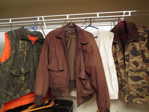 lot 285 image: Leather bomber style jacket, vests ...