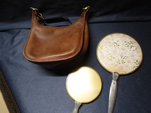 lot 297 image: Vintage hand mirrors, Coach purse...