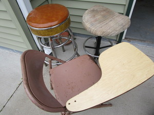 lot 326 image: Stools 25 and 30H, chair, folding...
