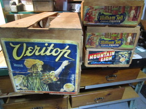 lot 314 image: Wooden fruit boxes 12x26x12 and...