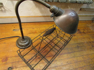 lot 383 image: Antique copper gooseneck lamp marke...