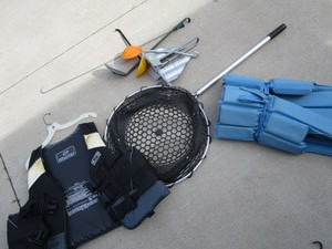 lot 459 image: Collapsible rubber landing net, anc...