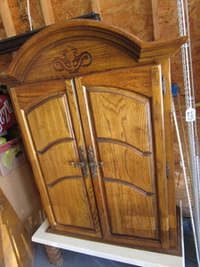 lot 491 image: Armoire top, drawer stamped America...
