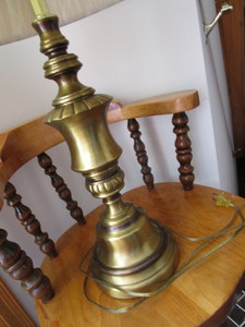 lot 504 image: Wooden chair,  brass finished table...