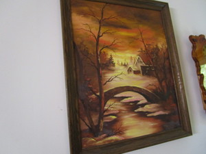 lot 505 image: Original oil painting - orange tone...
