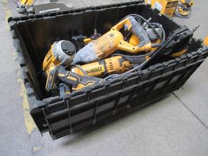 lot 2 image: WHOLESALE MIXED BIN OF MICELLANOUS DEWALT TOOLS - SAWS, DRILLS, NAILERS AND MORE