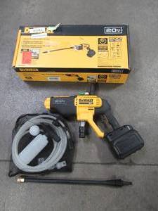 lot 25 image: DEWALT 20-Volt 550 PSI, 1.0 GPM Cold Water Cordless Electric Power Cleaner with 3 Nozzles, DCPW550B,  Used