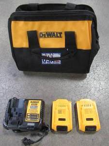 lot 27 image: DEWALT 2.0 AH Lithium-Ion Starter Kit with Premium Battery Pack (2-Pack), Charger and Kit Bag, DCB112. Used.