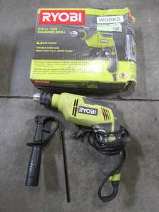 lot 51 image: RYOBI 6.2 Amp 58 in. Variable Speed Reversible Hammer Drill, D620H - Used.