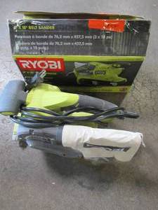 lot 59 image: RYOBI 3 in. x 18 in. Portable Belt Sander, BE319 - Used.