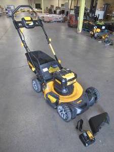 lot 65 image: DEWALT 21.5 in. 20-Volt MAX Lithium-Ion Cordless Battery Walk Behind Push Mower(TOOL ONLY) DCMWSP233U2 - MISSING BATTERIES, USED.