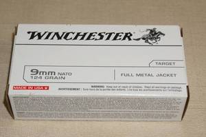 lot 10 image: 50 Winchester 9mm NATO 124 Gr FMJ Ammo