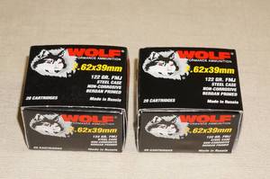 lot 31 image: 40 Wolf 7.62 x 39mm 122 Gr FMJ Steel Case Ammo