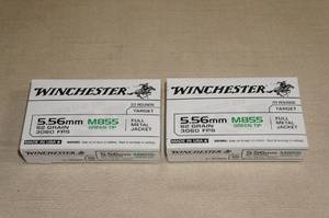 lot 32 image: 40 Winchester 5.56mm M855 Green Tip 62 Gr FMJ Ammo