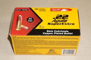 lot 44 image: 500 Aguila SuperExtra .22 LR 40 Gr CP Ammo