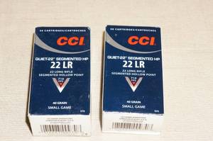 lot 48 image: 100 CCI Quiet-22 .22 LR 40 Gr Segmented HP Ammo