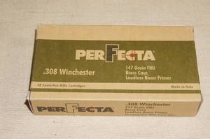 lot 50 image: 20 Perfecta .308 Win 147 Gr FMJ Ammo