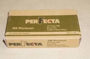 lot 52 image: 20 Perfecta .308 Win 147 Gr FMJ Ammo