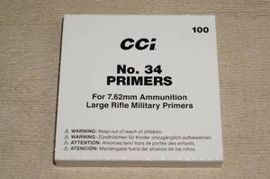 lot 60 image: 100 CCI No 34 7.62mm Large Rifle Military Primers