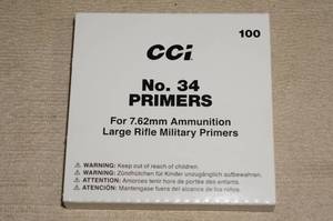 lot 61 image: 100 CCI No 34 7.62mm Large Rifle Military Primers