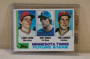 lot 7 image: 1982 Topps #766 Minnesota Twins Future Stars - Hrbek, Laudner, Faedo