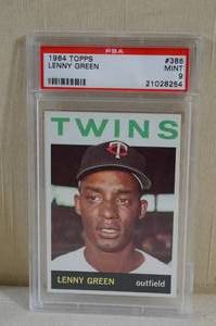 lot 8 image: 1964 Topps Lenny Green #386 - PSA Mint 9