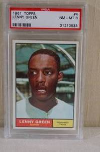 lot 9 image: 1961 Topps Lenny Green #4 - PSA NM-MT 8