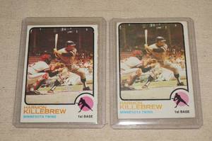 lot 51 image: (2) 1973 Topps Harmon Killebrew #170 Baseball Cards