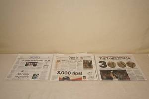 lot 130 image: Baseball Newspapers - Ripken and Boggs 3000th Hit, Astros No Hitter