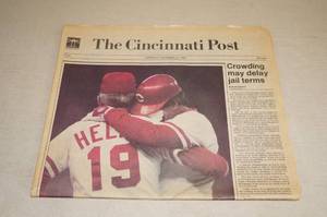 lot 143 image: 1985 Cincinnati Newspaper - Pete Rose Breaks Ty Cobbs Hit Record