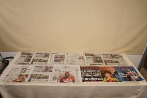 lot 140 image: Football Related Minnesota Newspapers - AP Draft, Rushing Record