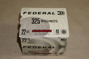 lot 54 image: 325 Federal Auto Match .22 LR 40 Gr Ammo