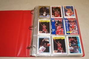 lot 72 image: Binder of Basketball Cards - Jordan, Pippen, Hakeem, Malone, Barkley