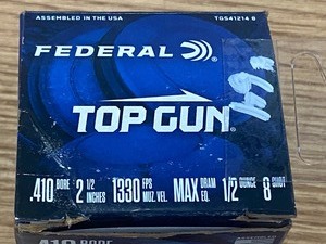 lot 64 image: (25) Rounds Federal Top Gun .410gauge 2.5 #8-Shot Shotshells