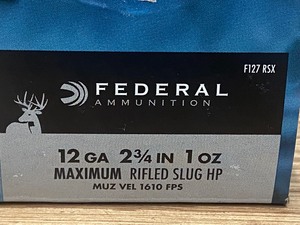 lot 59 image: (10) Federal Power-Shok 12gauge 2.75 1oz Magnum Rifled Hollow-Point Slugs