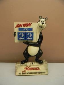 lot 2 image: VINTAGE HAMMS BEER BEAR CALENDAR BANK  - NICE - GREAT PIECE - APPROX 16 - SEE PICTURES