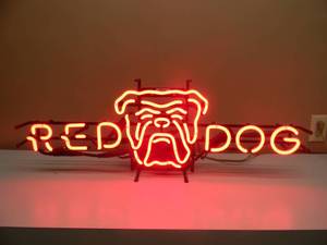lot 4 image: VINTAGE RED DOG NEON LIGHT - WORKS - NICE - APPROX 36 - SEE PICTURES