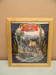 lot 7 image: NOS OLD MILWAUKEE BEER MIRROR - THE ELK  - SERIES II - APPROX 17 BY 19 - SEE PICTURES