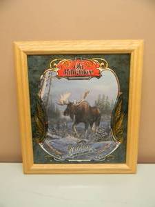 lot 11 image: NOS OLD MILWAUKEE BEER MIRROR - THE MOOSE  - SERIES II - APPROX 17 BY 19 - SEE PICTURES