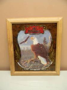 lot 13 image: NOS OLD MILWAUKEE BEER MIRROR - THE EAGLE  - SERIES II - APPROX 17 BY 19 - SEE PICTURES